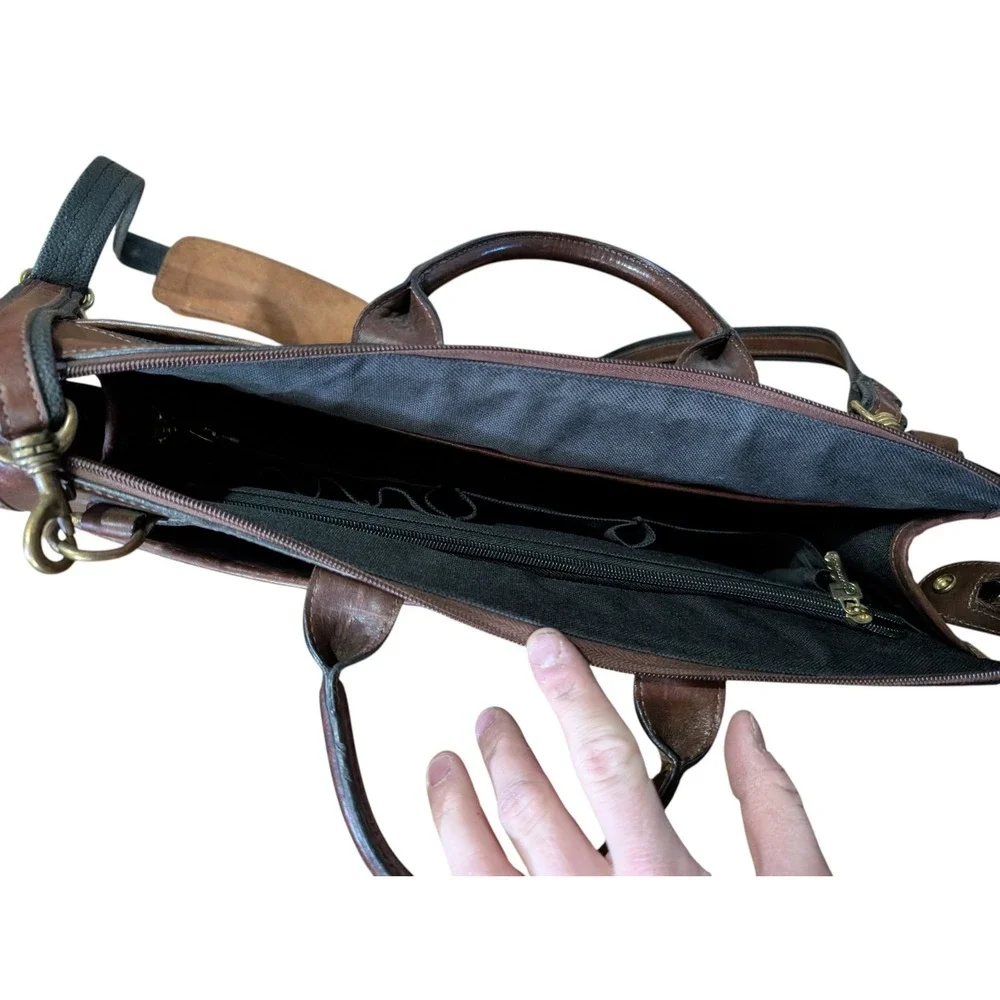 Jack Georges Leather Briefcase‎ Black Brown Strap